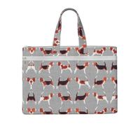 CHANGLEI Beagle Patterns Full Art Print Canvas Document Bag, Dual Zipper Pocket Tote Bag, Large Capacity Portable File Organizer 11x15inch