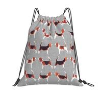 CHANGLEI Beagle Patterns Large Casual Drawstring Backpack With Print,Water-Resistant Polyester,Lightweight Durable,Black Contrast Back For Gym,Yoga,Travel