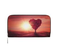 CHANGLEI Beautiful Heart Long Zip Around Pu Leather Clutch Wallet for Women,Multi-Functional Purse with Coin Pocket, Multiple Card Slots and Organizer Compartments