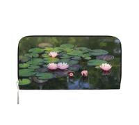 CHANGLEI Beautiful Lotus Flower Long Zip Around Pu Leather Clutch Wallet for Women,Multi-Functional Purse with Coin Pocket, Multiple Card Slots and Organizer Compartments