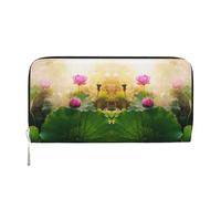 CHANGLEI Beautiful Lotus Flower Long Zip Around Pu Leather Clutch Wallet for Women,Multi-Functional Purse with Coin Pocket, Multiple Card Slots and Organizer Compartments