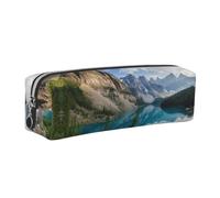 CHANGLEI Beautiful Mountains Minimalist All-Over Print Cross-Grain PVC Leather Zipper Pencil Case, Soft Lined Portable Pen Pouch Stationery Bag