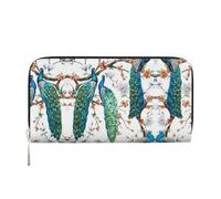 CHANGLEI Beautiful Peacock Flowers Long Zip Around Pu Leather Clutch Wallet for Women,Multi-Functional Purse with Coin Pocket, Multiple Card Slots and Organizer Compartments