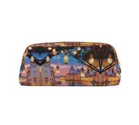 CHANGLEI Beautiful Places Personalised Leather Pencil Case for Girls Boys,Printed Lightweight Pencil Stationery Case