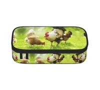 CHANGLEI Beautiful Rooster Hen Large Capacity Pencil Case, Oxford-Cloth Sturdy Stationery Pouch with Removable Divider Mesh Pocket,Multi-Compartment Waterproof Pen Bag