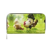 CHANGLEI Beautiful Rooster Hen Long Zip Around Pu Leather Clutch Wallet for Women,Multi-Functional Purse with Coin Pocket, Multiple Card Slots and Organizer Compartments