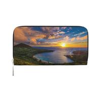 CHANGLEI Beautiful Sunrise Long Zip Around Pu Leather Clutch Wallet for Women,Multi-Functional Purse with Coin Pocket, Multiple Card Slots and Organizer Compartments