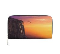 CHANGLEI Beautiful Sunset Sea Long Zip Around Pu Leather Clutch Wallet for Women,Multi-Functional Purse with Coin Pocket, Multiple Card Slots and Organizer Compartments