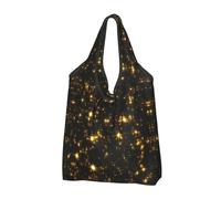 CHANGLEI Black And Gold Wallpaper Reusable Foldable Shopping Bag With All-Over Print-Waterproof Grocery Tote,Compact Carry Pouch,Holds 50lbs,Eco-Friendly Machine Washable