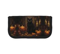 CHANGLEI Black Cat Large Canvas Pencil Case for Girls Boys,Printed Personalised Lightweight Pencil Stationery Case