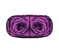 CHANGLEI Bloom Rose Flower Double-Zip Pencil Case with 4 Pen Slots Mesh Pocket,Print Lightweight Durable Polyester Pencil Pouch for School,Office,Or Makeup Organizer