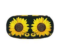 CHANGLEI Bloom Sunflower Double-Zip Pencil Case with 4 Pen Slots Mesh Pocket,Print Lightweight Durable Polyester Pencil Pouch for School,Office,Or Makeup Organizer