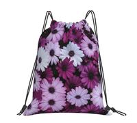 CHANGLEI Blossom Flower Large Casual Drawstring Backpack With Print,Water-Resistant Polyester,Lightweight Durable,Black Contrast Back For Gym,Yoga,Travel
