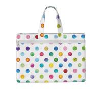 CHANGLEI Blue Polka Dot Pattern Full Art Print Canvas Document Bag, Dual Zipper Pocket Tote Bag, Large Capacity Portable File Organizer 11x15inch