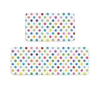 CHANGLEI Blue Polka Dot Pattern Kitchen Mat Set Of 2, Crystal Velvet Soft Absorbent Non-Slip Floor Mats, Water-Resistant Rugs (All-Over Print)