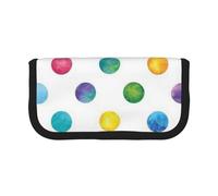 CHANGLEI Blue Polka Dot Pattern Large Canvas Pencil Case for Girls Boys,Printed Personalised Lightweight Pencil Stationery Case