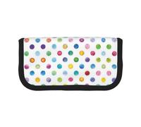 CHANGLEI Blue Polka Dot Pattern Large Capacity Canvas Pencil Case 19x9x5 Cm,Double Zipper Inner Mesh Pocket Pen Bag,Multi-Purpose Storage Bag