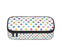 CHANGLEI Blue Polka Dot Pattern Large Capacity Pencil Case, Oxford-Cloth Sturdy Stationery Pouch with Removable Divider Mesh Pocket,Multi-Compartment Waterproof Pen Bag