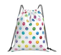 CHANGLEI Blue Polka Dot Pattern Large Casual Drawstring Backpack With Print,Water-Resistant Polyester,Lightweight Durable,Black Contrast Back For Gym,Yoga,Travel