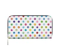 CHANGLEI Blue Polka Dot Pattern Long Zip Around Pu Leather Clutch Wallet for Women,Multi-Functional Purse with Coin Pocket, Multiple Card Slots and Organizer Compartments