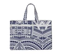 CHANGLEI Blue Polynesian Maori Tribal Pattern Full Art Print Canvas Document Bag, Dual Zipper Pocket Tote Bag, Large Capacity Portable File Organizer 11x15inch
