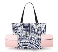 CHANGLEI Blue Polynesian Maori Tribal Pattern Women'S Yoga Mat Bag With All-Over Print,Lightweight Polyester Shoulder Gym Bag,Front Open Pocket For Yoga Mat, Towel
