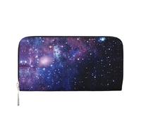 CHANGLEI Blue & Purple Galaxy Long Zip Around Pu Leather Clutch Wallet for Women,Multi-Functional Purse with Coin Pocket, Multiple Card Slots and Organizer Compartments