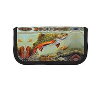 CHANGLEI Brook Trout Fly Fishing Large Canvas Pencil Case for Girls Boys,Printed Personalised Lightweight Pencil Stationery Case