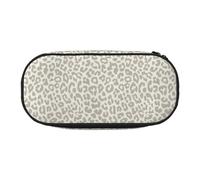 CHANGLEI Brown Pattern Leopard Double-Zip Pencil Case with 4 Pen Slots Mesh Pocket,Print Lightweight Durable Polyester Pencil Pouch for School,Office,Or Makeup Organizer
