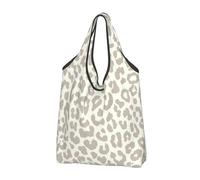 CHANGLEI Brown Pattern Leopard Reusable Foldable Shopping Bag With All-Over Print-Waterproof Grocery Tote,Compact Carry Pouch,Holds 50lbs,Eco-Friendly Machine Washable