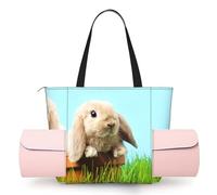 CHANGLEI Bunny On The Grass Women'S Yoga Mat Bag With All-Over Print,Lightweight Polyester Shoulder Gym Bag,Front Open Pocket For Yoga Mat, Towel