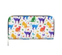 CHANGLEI Butterfly Polka Dot and Cat Long Zip Around Pu Leather Clutch Wallet for Women,Multi-Functional Purse with Coin Pocket, Multiple Card Slots and Organizer Compartments