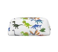CHANGLEI Cartoon Dinosaur Images Personalised Leather Pencil Case for Girls Boys,Printed Lightweight Pencil Stationery Case