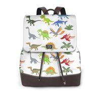 CHANGLEI Cartoon Dinosaur Images Women'S Genuine Leather Backpack,Full-Pattern Print,Fashion Casual Daypack For School Travel Work