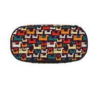 CHANGLEI Cat Double-Zip Pencil Case with 4 Pen Slots Mesh Pocket,Print Lightweight Durable Polyester Pencil Pouch for School,Office,Or Makeup Organizer