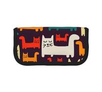 CHANGLEI Cat Sturdy Canvas Pencil Case with Full-Print Design,Double Zip Closure, Black Border Contrasting Design Multi-Use Organizer