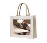CHANGLEI Cat Under Blanket Eco-Friendly Heavy Duty Canvas Tote Bag,Large Reusable Shopping Bag With Double-Sided Print,Durable Comfortable Carry Handles