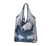 CHANGLEI Cerulean Waters Reusable Foldable Shopping Bag With All-Over Print-Waterproof Grocery Tote,Compact Carry Pouch,Holds 50lbs,Eco-Friendly Machine Washable