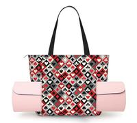 CHANGLEI Checkered Rhombus Pattern Women'S Yoga Mat Bag With All-Over Print,Lightweight Polyester Shoulder Gym Bag,Front Open Pocket For Yoga Mat, Towel
