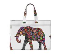 CHANGLEI Cheerful Elephant Full Art Print Canvas Document Bag, Dual Zipper Pocket Tote Bag, Large Capacity Portable File Organizer 11x15inch