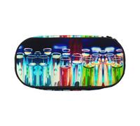 CHANGLEI Chemistry Test Tube Double-Zip Pencil Case with 4 Pen Slots Mesh Pocket,Print Lightweight Durable Polyester Pencil Pouch for School,Office,Or Makeup Organizer