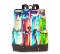 CHANGLEI Chemistry Test Tube Women'S Genuine Leather Backpack,Full-Pattern Print,Fashion Casual Daypack For School Travel Work