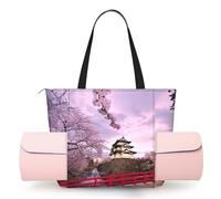 CHANGLEI Cherry Blossoms Women'S Yoga Mat Bag With All-Over Print,Lightweight Polyester Shoulder Gym Bag,Front Open Pocket For Yoga Mat, Towel