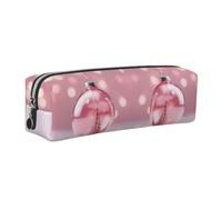 CHANGLEI Christmas Ball Minimalist All-Over Print Cross-Grain PVC Leather Zipper Pencil Case, Soft Lined Portable Pen Pouch Stationery Bag