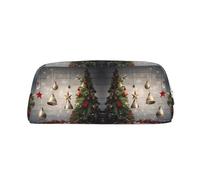 CHANGLEI Christmas Tree and Bells Personalised Leather Pencil Case for Girls Boys,Printed Lightweight Pencil Stationery Case