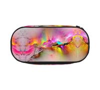 CHANGLEI Colorful Aurora Double-Zip Pencil Case with 4 Pen Slots Mesh Pocket,Print Lightweight Durable Polyester Pencil Pouch for School,Office,Or Makeup Organizer