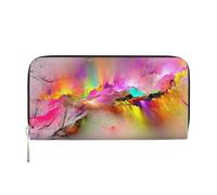 CHANGLEI Colorful Aurora Long Zip Around Pu Leather Clutch Wallet for Women,Multi-Functional Purse with Coin Pocket, Multiple Card Slots and Organizer Compartments