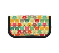 CHANGLEI Colorful Bears Large Capacity Canvas Pencil Case 19x9x5 Cm,Double Zipper Inner Mesh Pocket Pen Bag,Multi-Purpose Storage Bag