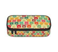 CHANGLEI Colorful Bears Large Capacity Pencil Case, Oxford-Cloth Sturdy Stationery Pouch with Removable Divider Mesh Pocket,Multi-Compartment Waterproof Pen Bag
