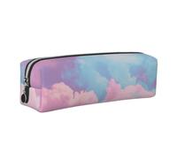 CHANGLEI Colorful Clouds Minimalist All-Over Print Cross-Grain PVC Leather Zipper Pencil Case, Soft Lined Portable Pen Pouch Stationery Bag